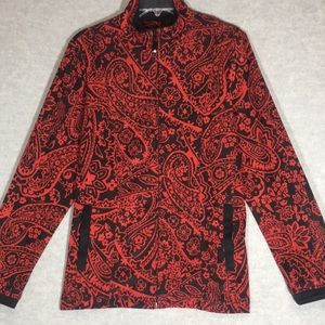 KORET Buttery Soft Classic Floral Paisley  Crew Neck Full Zip 2 Pocket Jacket